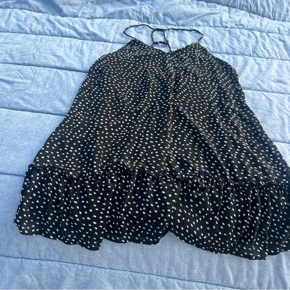 New In Black White Polka Dotted T-Strap Back Swing Babydoll Dress Size Large - Picture 1 of 5